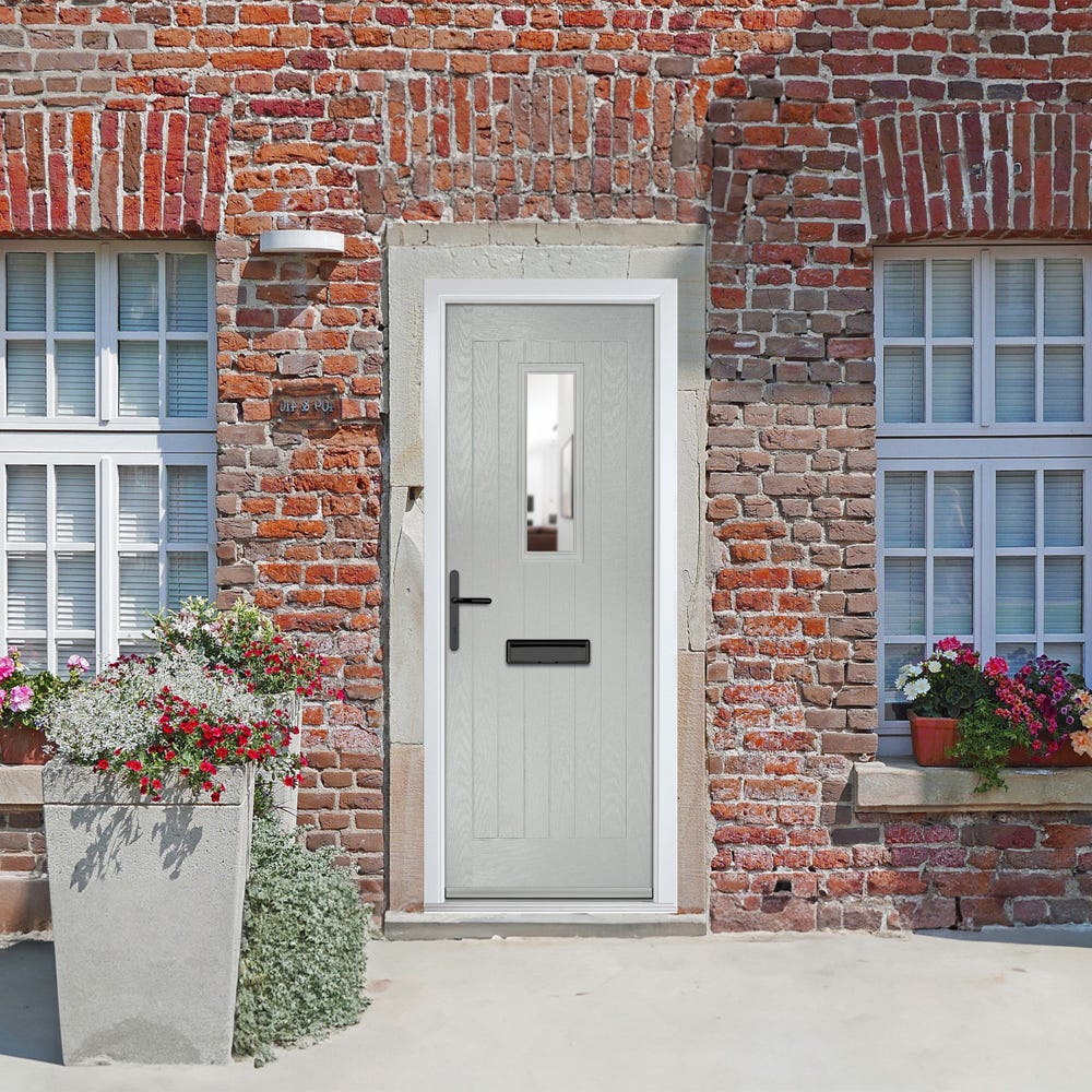 Crystal Sunningdale 1L Clear Agate Grey Composite Door Set 920 x 2090mm