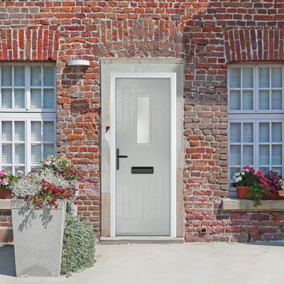 Crystal Sunningdale 1L Stippolyte Agate Grey Composite Door Set 890 x 2090mm