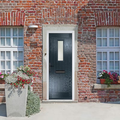 Crystal Sunningdale 1L Stippolyte Anthracite Composite Door Set 890 x 2090mm