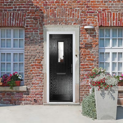 Crystal Sunningdale 1L Clear Black Composite Door Set 890 x 2090mm
