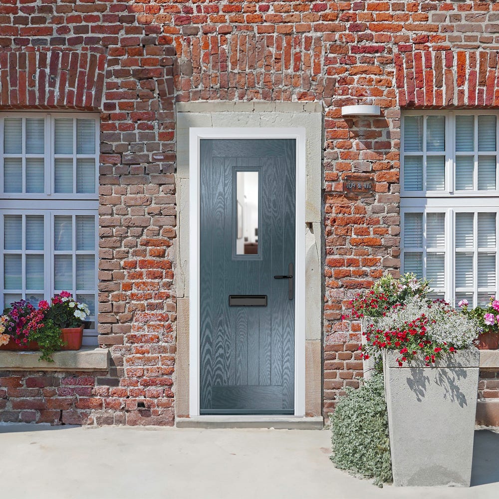 Crystal Sunningdale 1L Clear Slate Grey Composite Door Set 890 x 2090mm