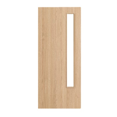 Deanta Internal Flush Oak Clear Glazed FD30 Fire Door 1981 x 762 x 44mm