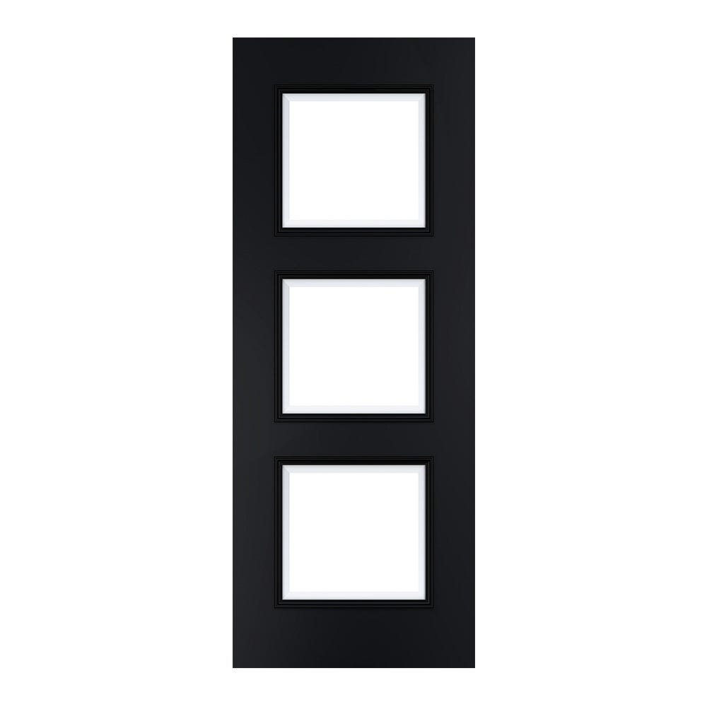 Deanta Trinity 3L Black Clear Glazed Internal Door 1981 x 762 x 35mm