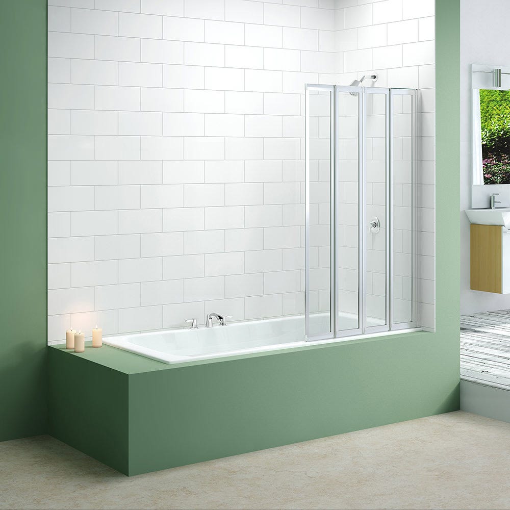 Merlyn 850mm x 1400mm Four Fold Bath Screen Silver