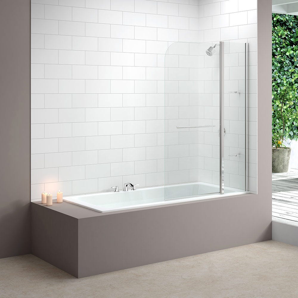 Merlyn 1150mm x 1500mm Two Panel Curved Bath Screen Silver
