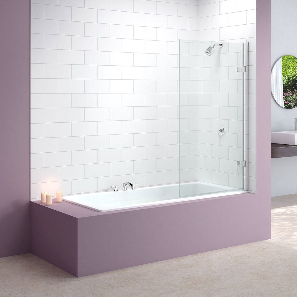 Merlyn 850mm x 1500mm Hinged Square Bath Screen Silver