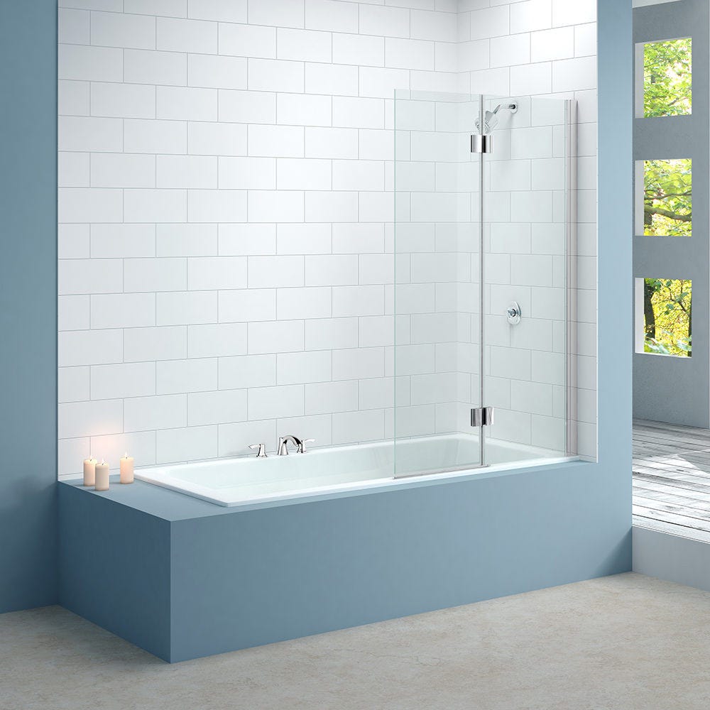 Merlyn 900mm x 1500mm Two Panel Bath Screen Hinged Right Hand Silver