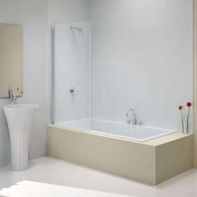 Merlyn 800mm x 1500mm Square Bath Screen Silver