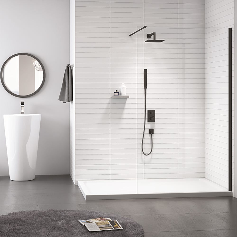 Merlyn Black Frameless Wetroom Shower Panel 1000mm