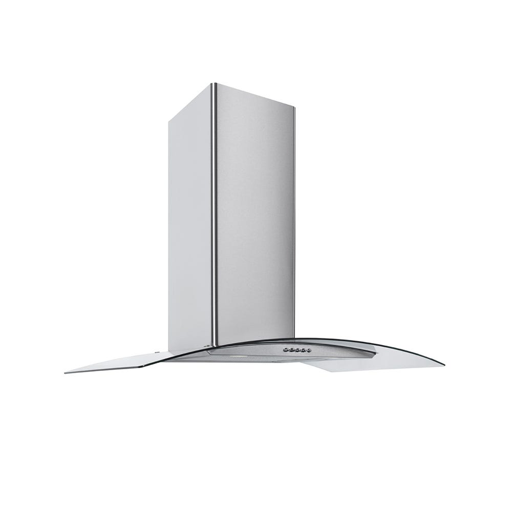curved glass chimney cooker hood