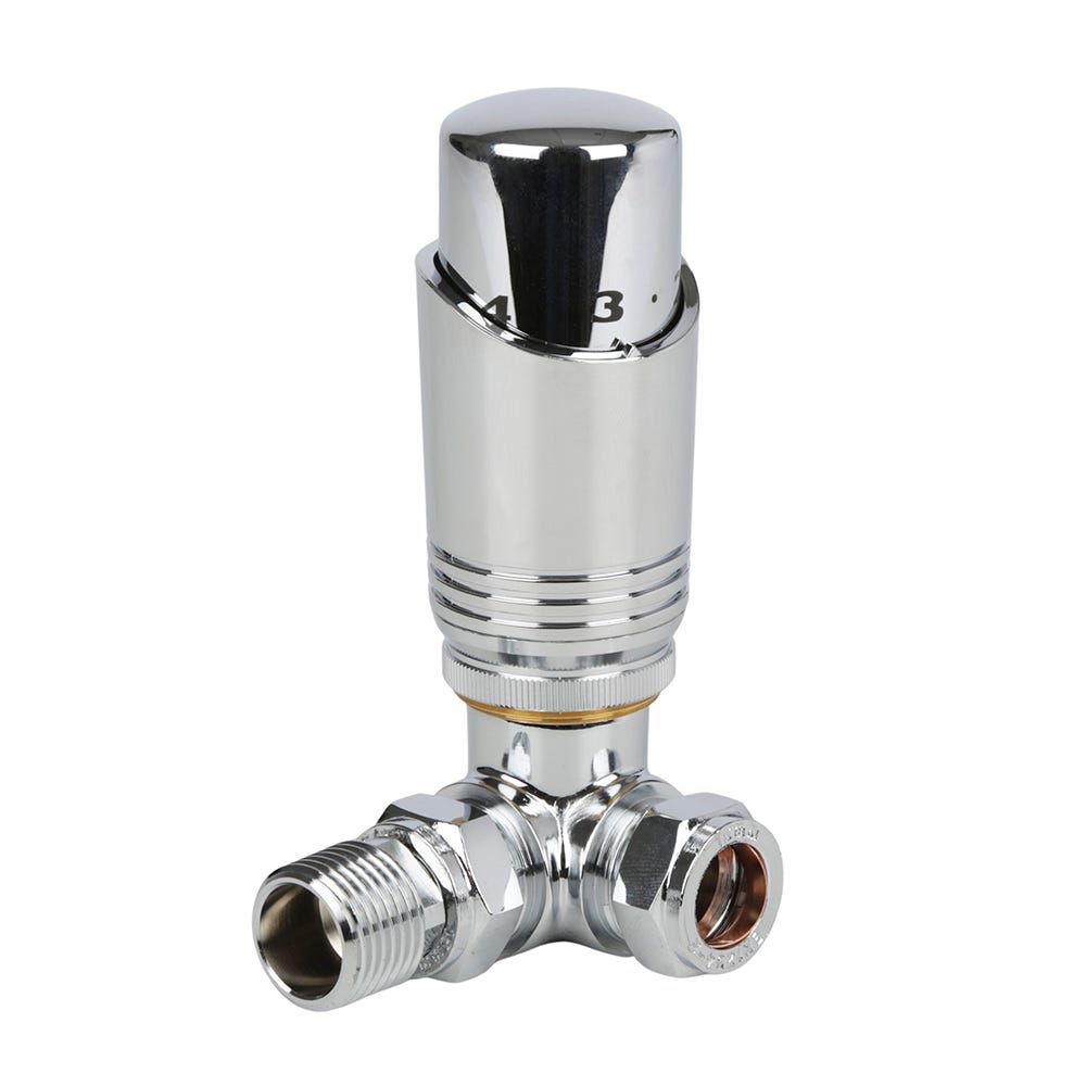 Highlife 15mm Corner Thermostatic Radiator Valve & Lockshield Chrome