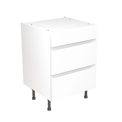 J-Pull Kitchen 3 Drawer Base Unit 600mm Gloss White