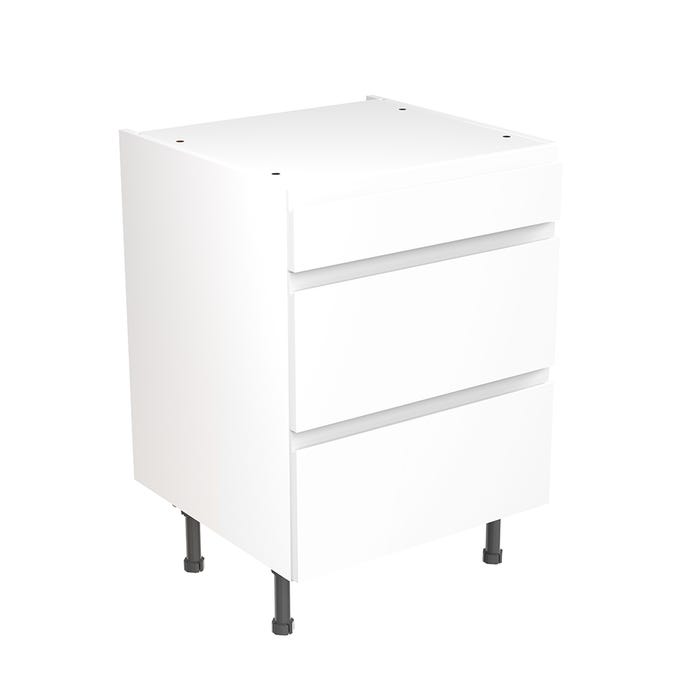 J Pull Kitchen 3 Drawer Base Unit 600mm Gloss White