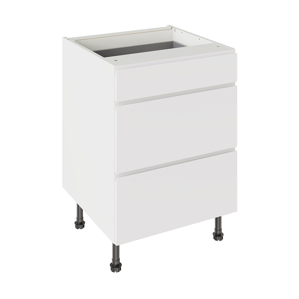 J-Pull Kitchen 3 Drawer Base Unit 600mm Gloss White