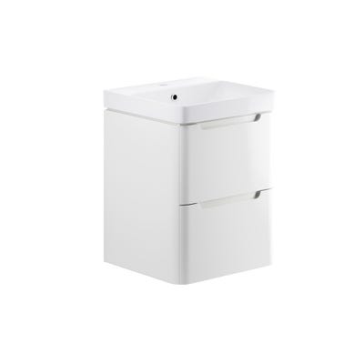 Integra 500mm 2 Drawer Wall Hung Cloakroom Vanity Basin & Unit - White Gloss