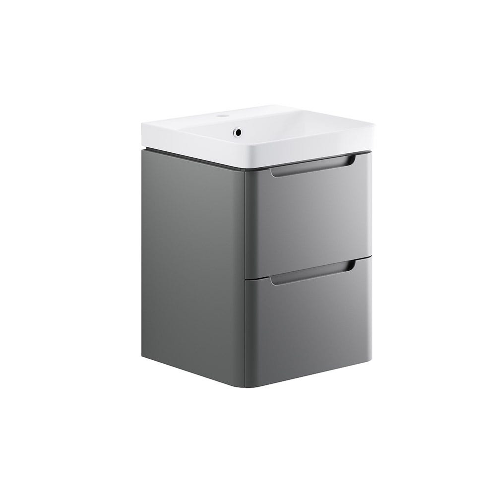 Integra 500mm 2 Drawer Wall Hung Vanity Unit & Basin Matt Grey