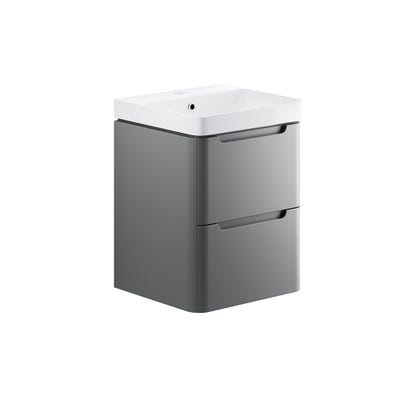 Integra 500mm 2 Drawer Wall Hung Vanity Unit & Basin Matt Grey