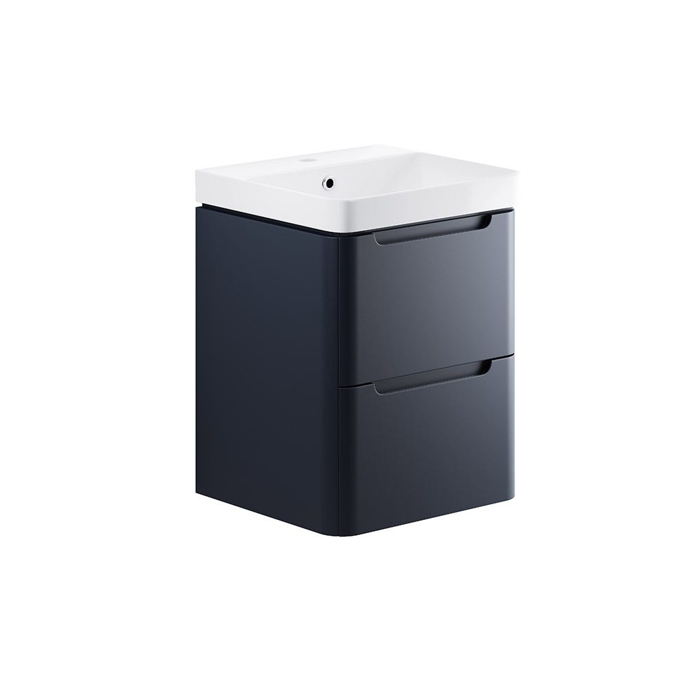 Integra 500mm 2 Drawer Wall Hung Vanity Unit & Basin Matt Indigo