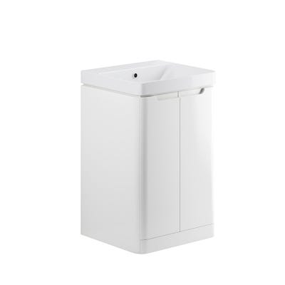 Integra 500mm 2 Door Floor Standing Vanity Unit & Basin White Gloss