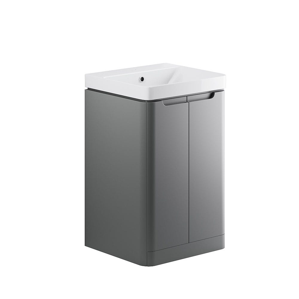 Integra 500mm 2 Door Floor Standing Vanity Unit & Basin Matt Grey