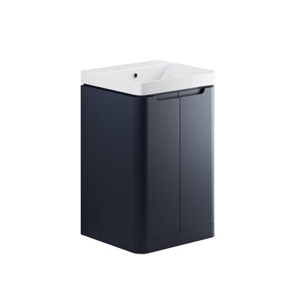 Integra 500mm 2 Door Floor Standing Cloakroom Vanity Basin & Unit - Matt Indigo