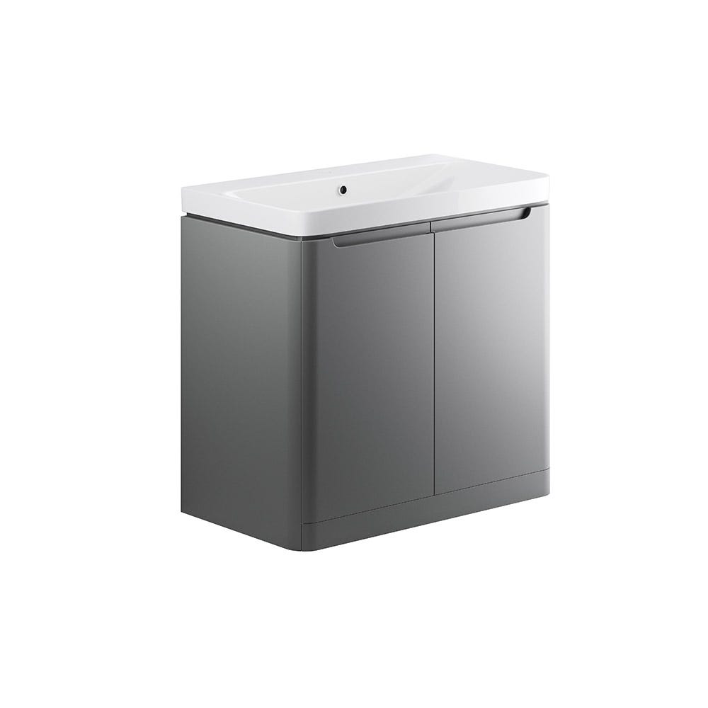 Integra 600mm 2 Door Floor Standing Vanity Unit & Basin Matt Grey