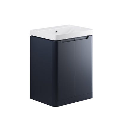 Integra 600mm 2 Door Floor Standing Vanity Unit & Basin Matt Indigo