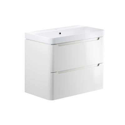 Integra 800mm 2 Drawer Wall Hung Vanity Basin & Unit - White Gloss