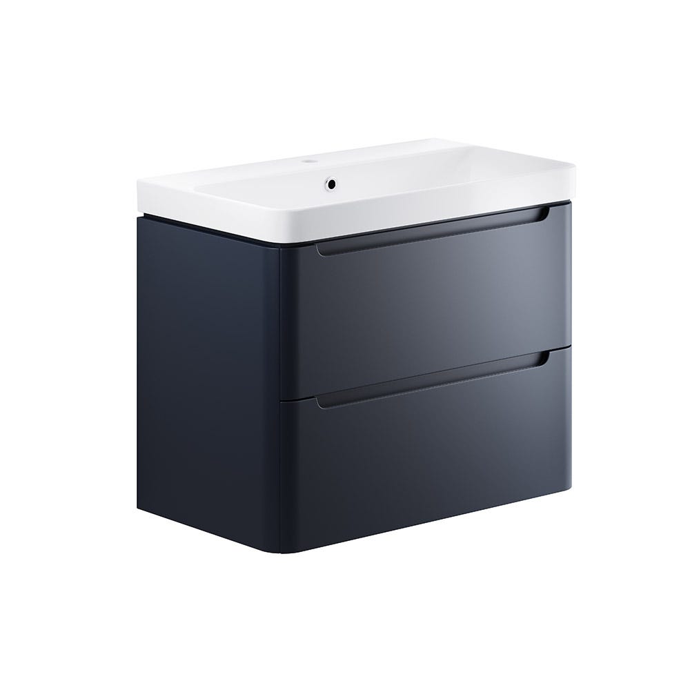 Integra 800mm 2 Drawer Wall Hung Vanity Unit & Basin Matt Indigo