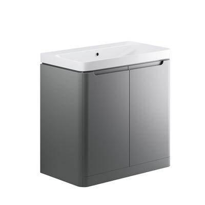 Integra 800mm 2 Door Floor Standing Vanity Unit & Basin Matt Grey