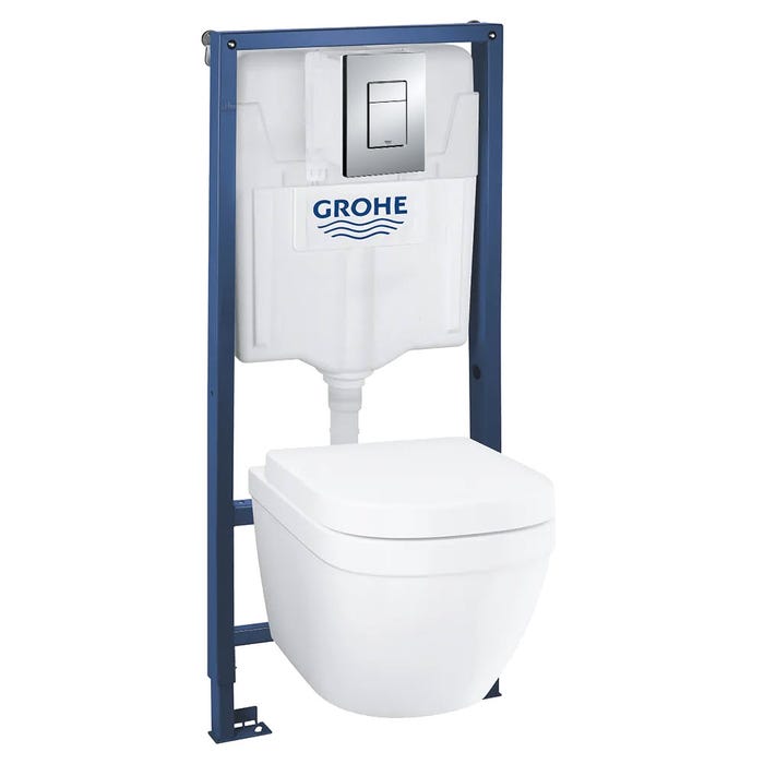 Grohe Rapid SL 1.13m Frame Set with Euro Rimless Wall Hung WC & Seat