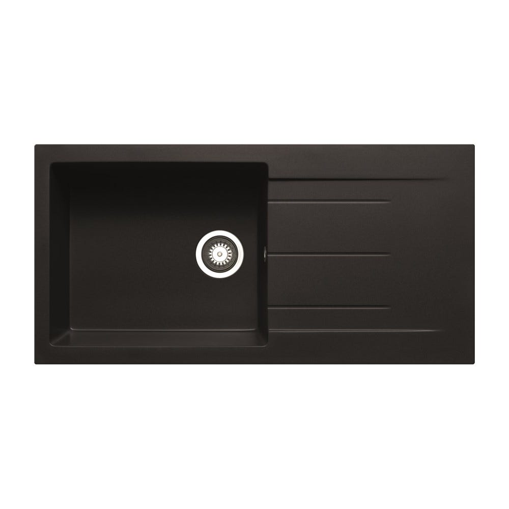 Prima+ Granite 1.0 Bowl Inset Sink & Drainer Black