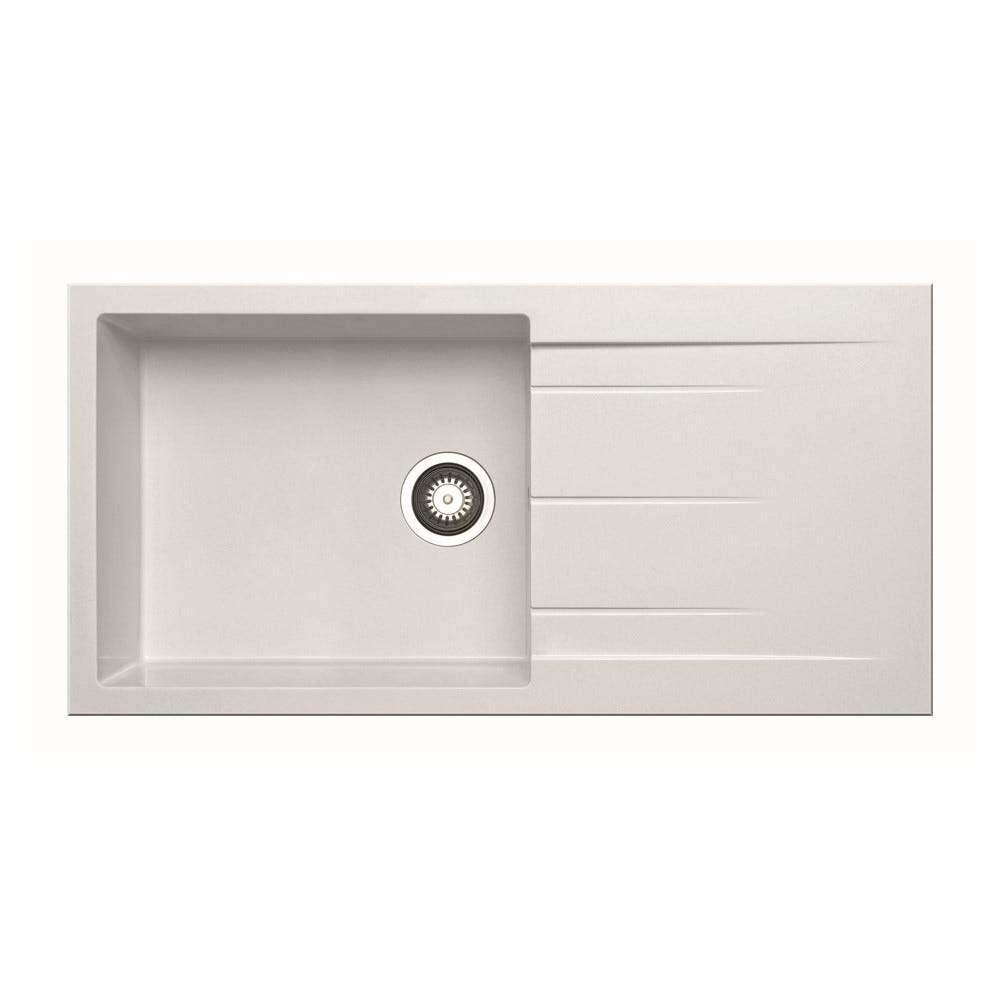 Prima+ Granite 1.0 Bowl Inset Sink & Drainer White