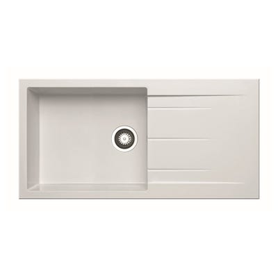 Prima+ Granite 1.0 Bowl Inset Sink & Drainer - White