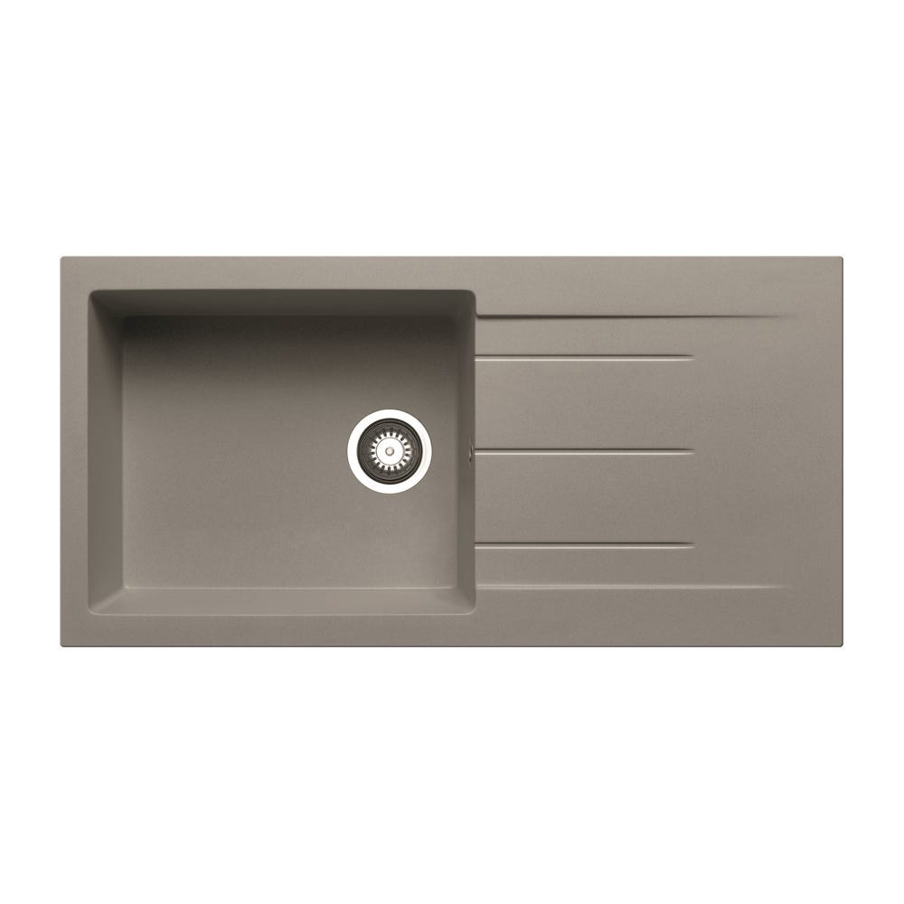 Prima+ Granite 1.0 Bowl Inset Sink & Drainer Light Grey