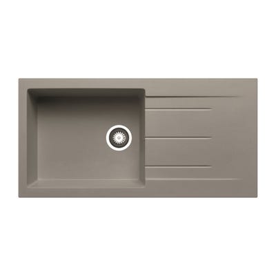 Prima+ Granite 1.0 Bowl Inset Sink & Drainer - Light Grey