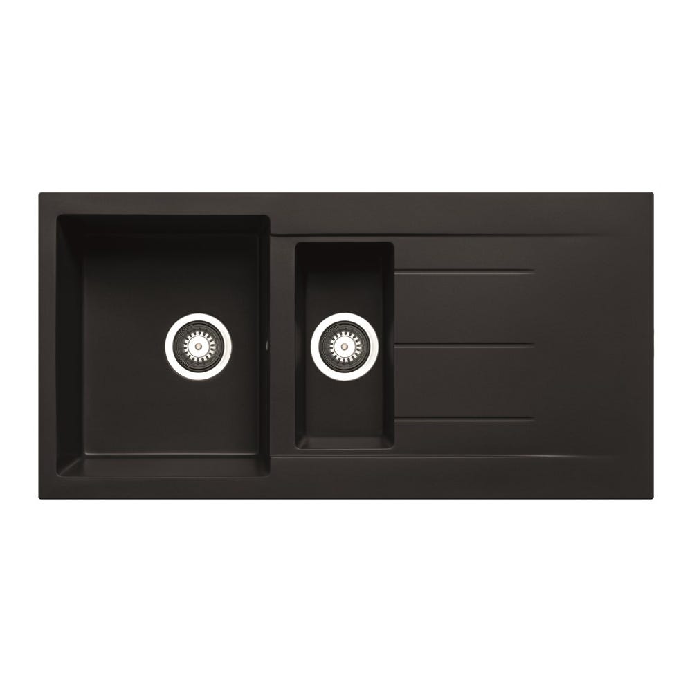 Prima+ Granite 1.5 Bowl Inset Sink & Drainer Black
