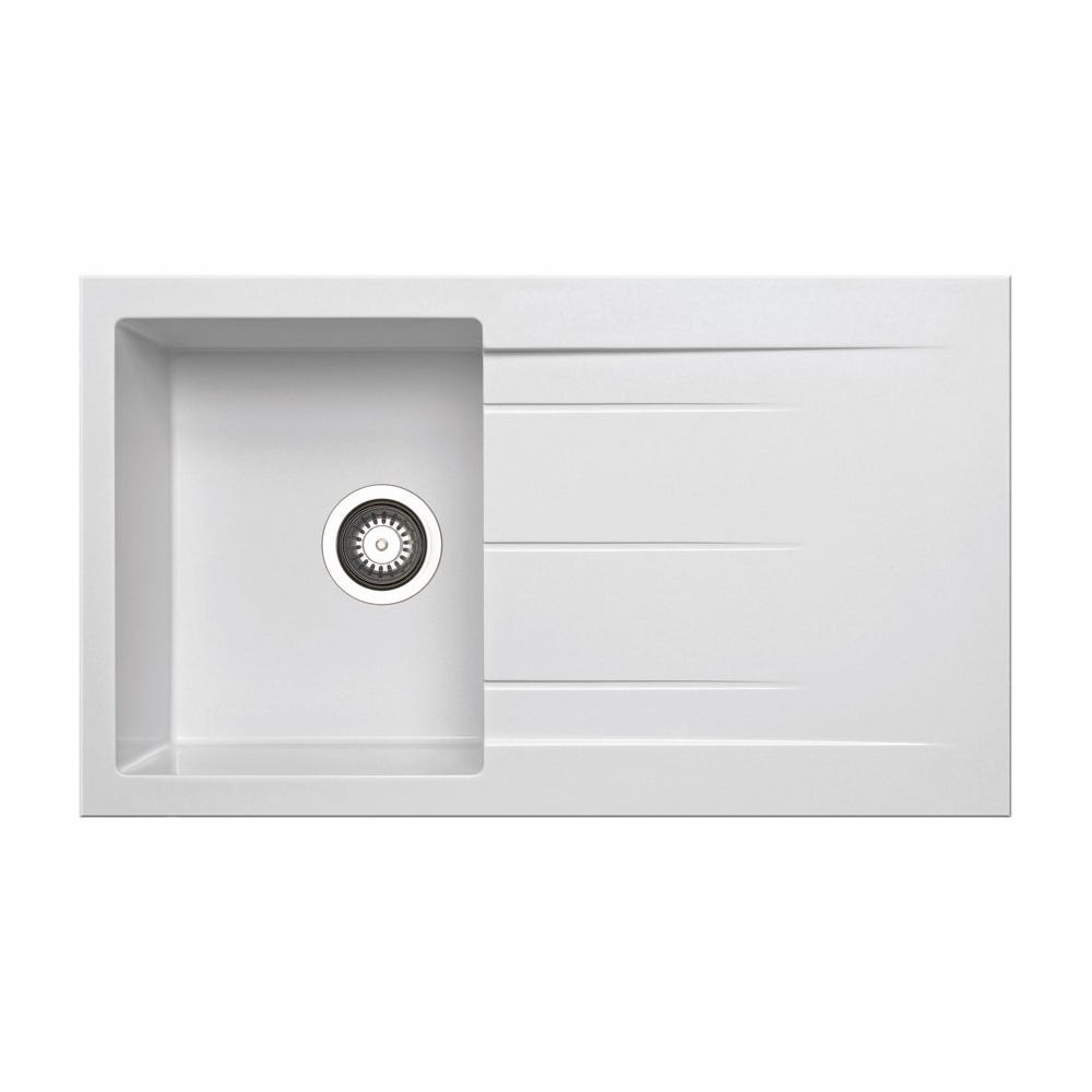 Prima+ Compact Granite 1.0 Bowl Inset Sink & Drainer White