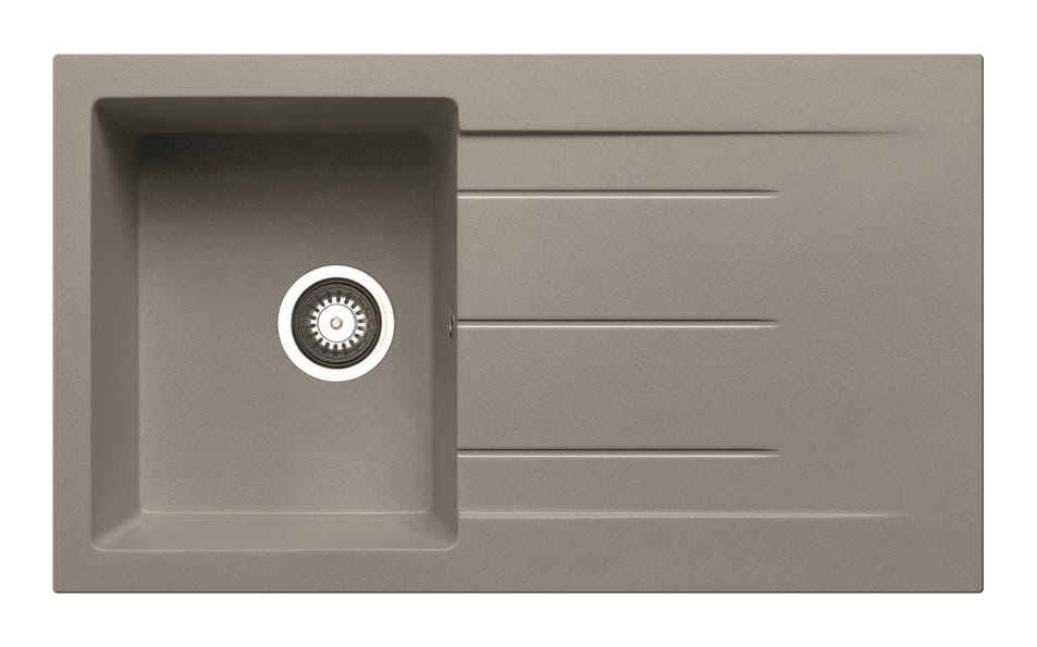 Prima+ Compact Granite 1.0 Bowl Inset Sink & Drainer Light Grey