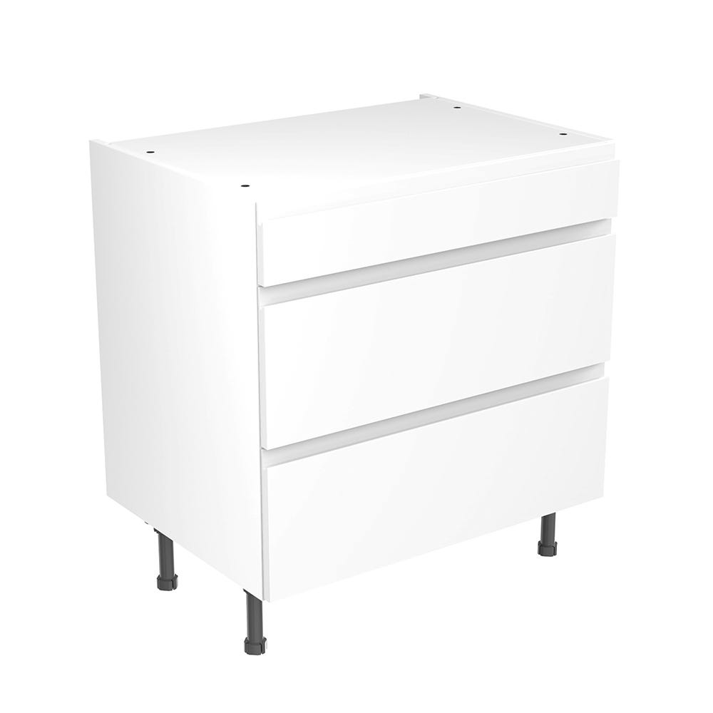 J-Pull Kitchen 3 Drawer Base Unit 800mm Gloss White