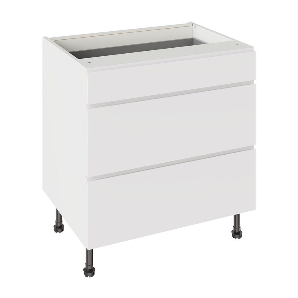 J-Pull Kitchen 3 Drawer Base Unit 800mm Gloss White