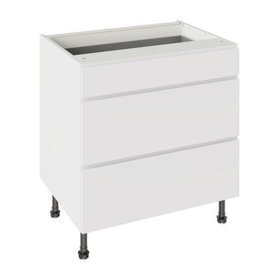 J-Pull Kitchen 3 Drawer Base Unit 800mm Gloss White