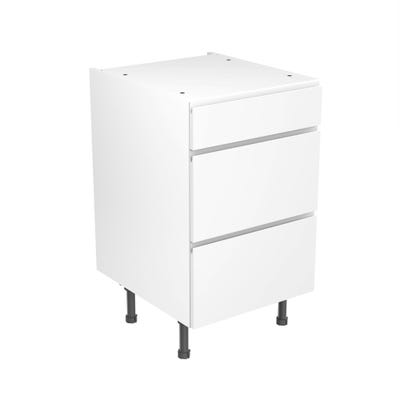 J-Pull Kitchen 3 Drawer Base Unit 500mm Gloss White