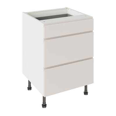 J-Pull Kitchen 3 Drawer Base Unit 600mm Gloss Light Grey