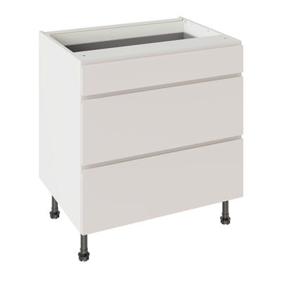 J-Pull Kitchen 3 Drawer Base Unit 800mm Gloss Light Grey