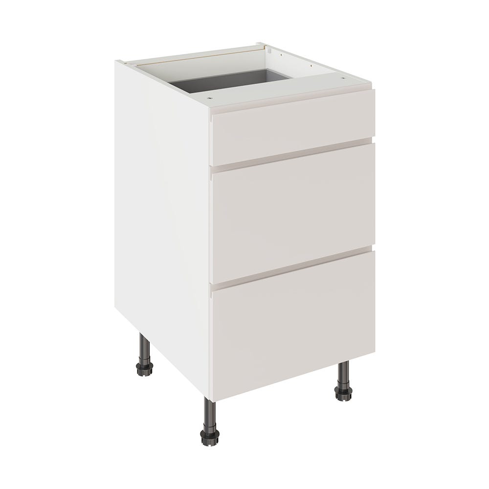 J-Pull Kitchen 3 Drawer Base Unit 500mm Gloss Light Grey