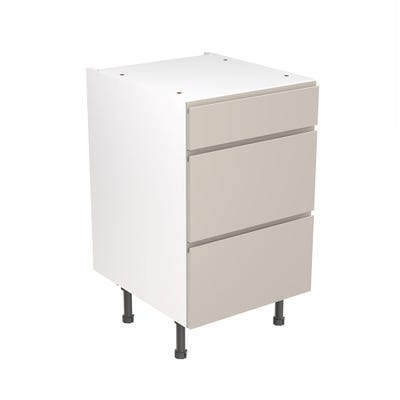 J-Pull Kitchen 3 Drawer Base Unit 500mm Gloss Light Grey