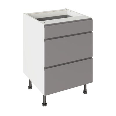 J-Pull Kitchen 3 Drawer Base Unit 600mm Gloss Dust Grey