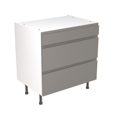 J-Pull Kitchen 3 Drawer Base Unit 800mm Gloss Dust Grey
