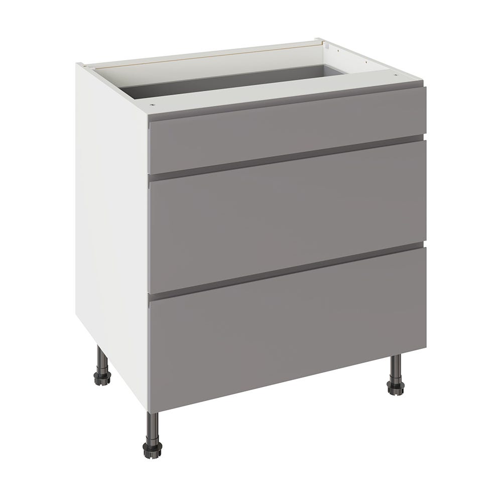 J-Pull Kitchen 3 Drawer Base Unit 800mm Gloss Dust Grey